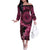 Vanuatu Off The Shoulder Long Sleeve Dress Hibisus Polynesian Pattern Pink - Polynesian Pride
