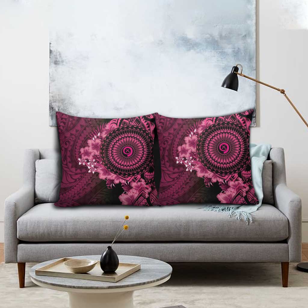 Vanuatu Pillow Cover Hibisus Polynesian Pattern Pink - Polynesian Pride