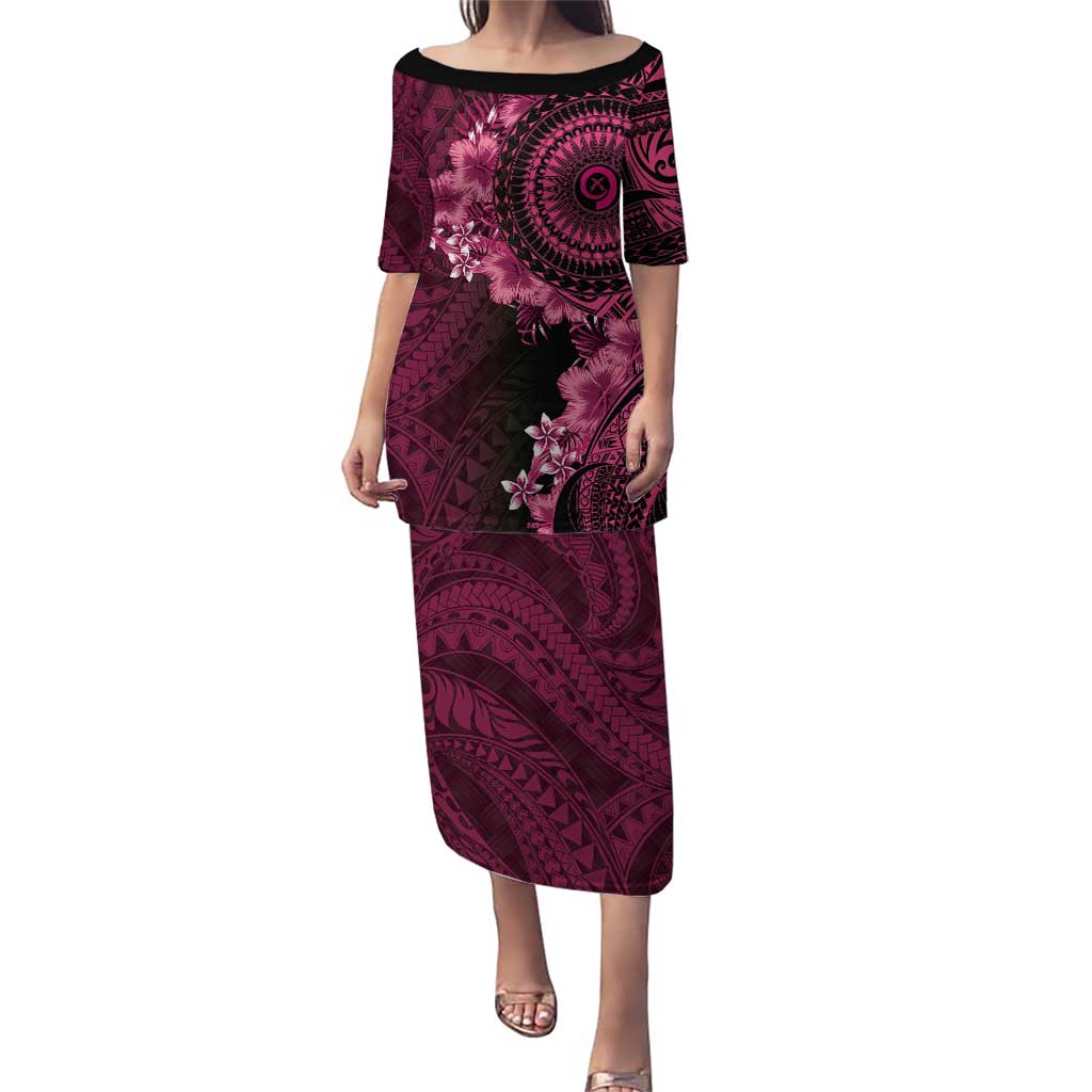 Vanuatu Puletasi Hibisus Polynesian Pattern Pink - Polynesian Pride