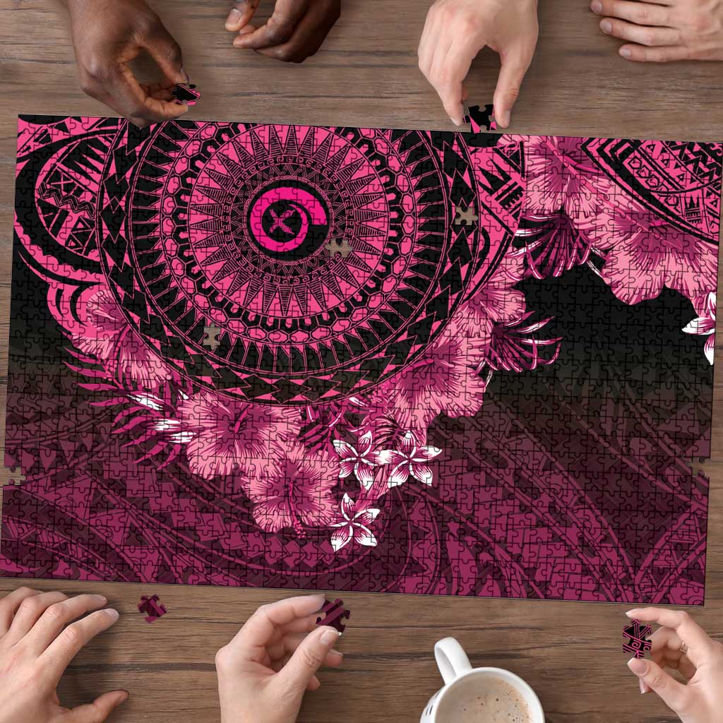 Vanuatu Puzzle Hibisus Polynesian Pattern Pink - Polynesian Pride