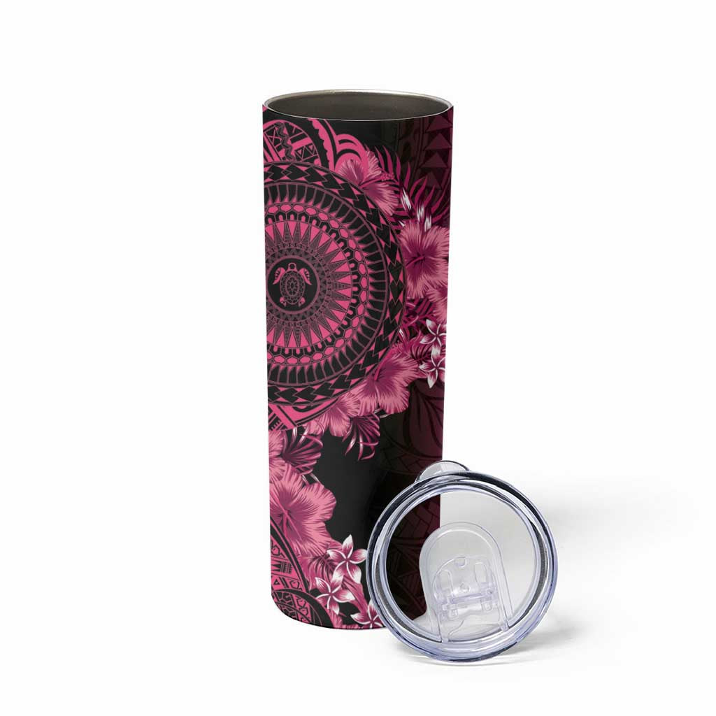 Vanuatu Skinny Tumbler Hibisus Polynesian Pattern Pink - Polynesian Pride