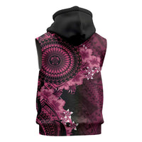 Vanuatu Sleeveless Hoodie Hibisus Polynesian Pattern Pink - Polynesian Pride