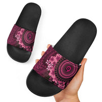 Vanuatu Slide Sandals Hibisus Polynesian Pattern Pink - Polynesian Pride