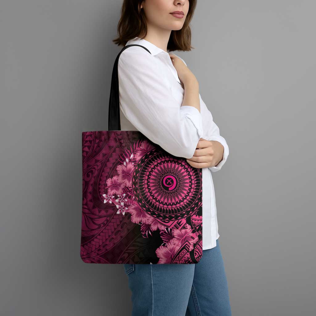 Vanuatu Tote Bag Hibisus Polynesian Pattern Pink - Polynesian Pride