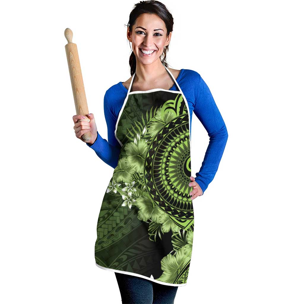 Vanuatu Apron Hibisus Polynesian Pattern Green - Polynesian Pride