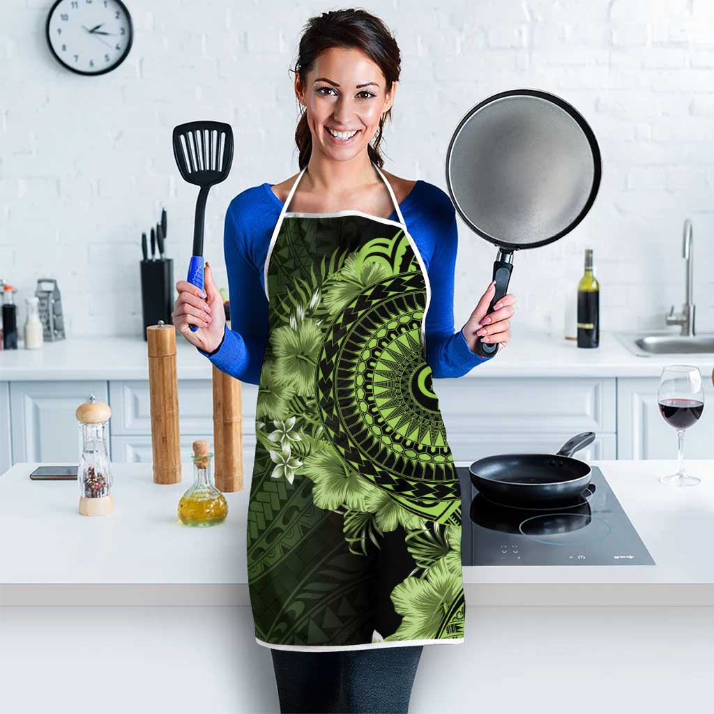 Vanuatu Apron Hibisus Polynesian Pattern Green - Polynesian Pride
