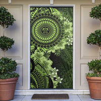 Vanuatu Door Cover Hibisus Polynesian Pattern Green - Polynesian Pride