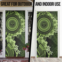 Vanuatu Door Cover Hibisus Polynesian Pattern Green - Polynesian Pride
