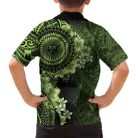 Vanuatu Family Matching Long Sleeve Bodycon Dress and Hawaiian Shirt Hibisus Polynesian Pattern Green - Polynesian Pride