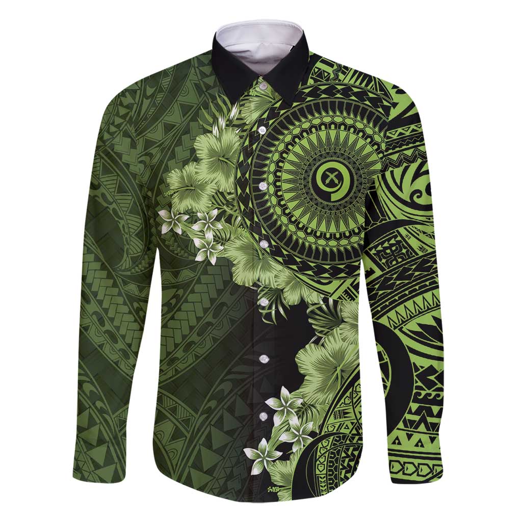 Vanuatu Family Matching Mermaid Dress and Hawaiian Shirt Hibisus Polynesian Pattern Green - Polynesian Pride