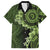 Vanuatu Family Matching Off The Shoulder Long Sleeve Dress and Hawaiian Shirt Hibisus Polynesian Pattern Green - Polynesian Pride