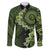 Vanuatu Family Matching Off The Shoulder Long Sleeve Dress and Hawaiian Shirt Hibisus Polynesian Pattern Green - Polynesian Pride