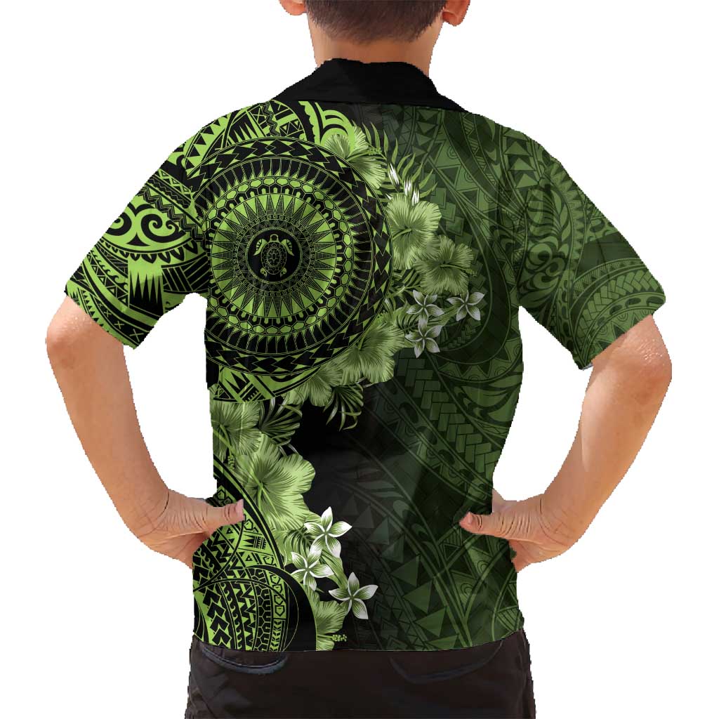 Vanuatu Family Matching Puletasi and Hawaiian Shirt Hibisus Polynesian Pattern Green - Polynesian Pride
