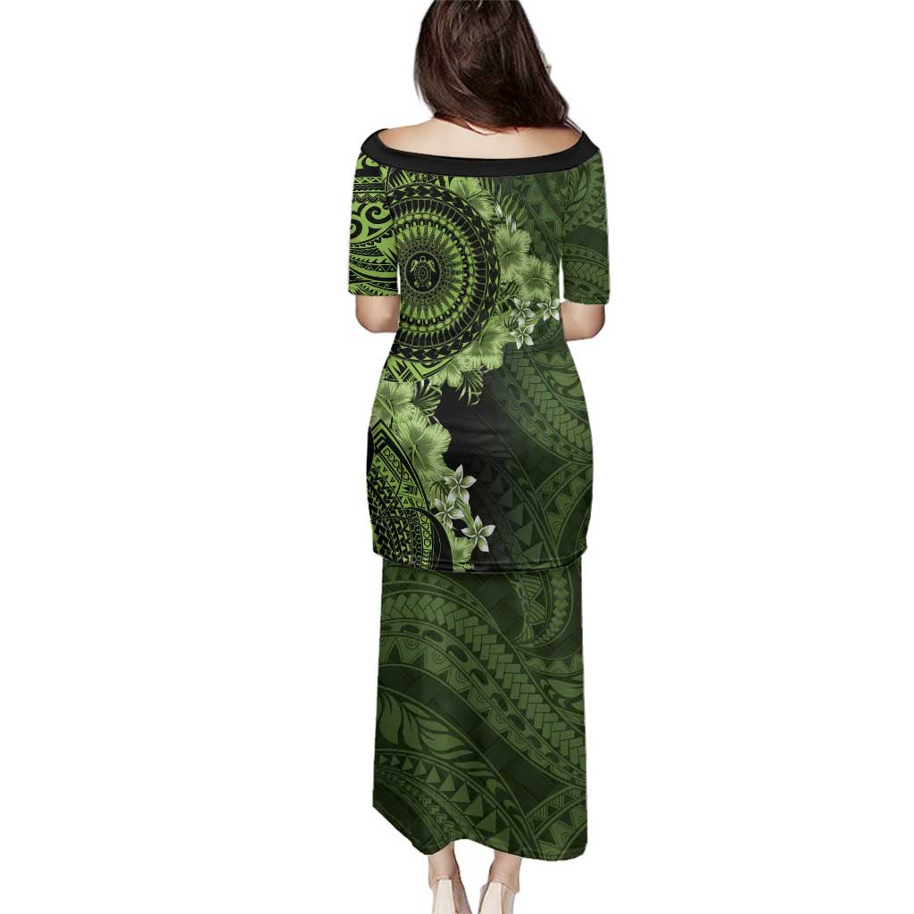 Vanuatu Family Matching Puletasi and Hawaiian Shirt Hibisus Polynesian Pattern Green - Polynesian Pride