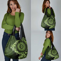 Vanuatu Grocery Bag Hibisus Polynesian Pattern Green - Polynesian Pride