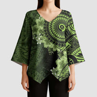 Vanuatu Kimono Sleeve Blouse Hibisus Polynesian Pattern Green - Polynesian Pride