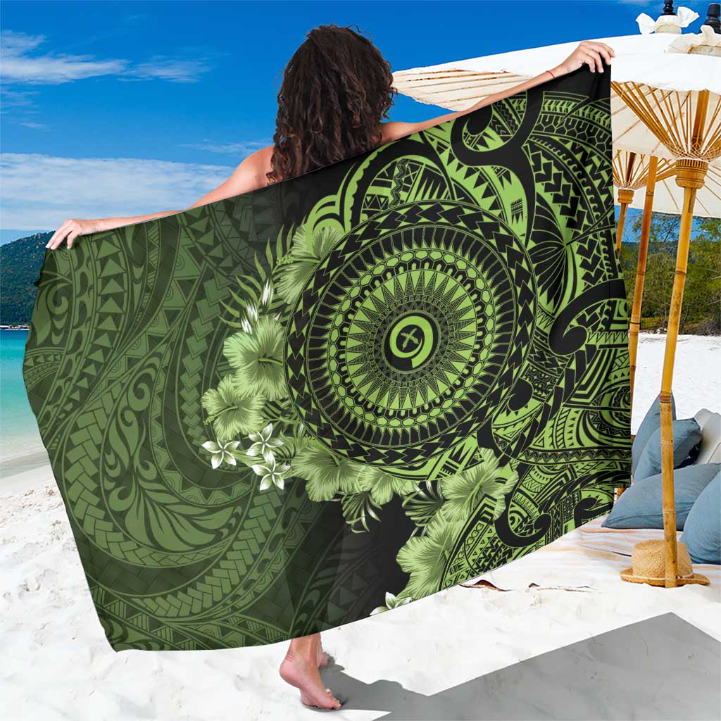 Vanuatu Sarong Hibisus Polynesian Pattern Green - Polynesian Pride