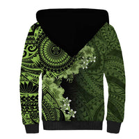 Vanuatu Sherpa Hoodie Hibisus Polynesian Pattern Green - Polynesian Pride