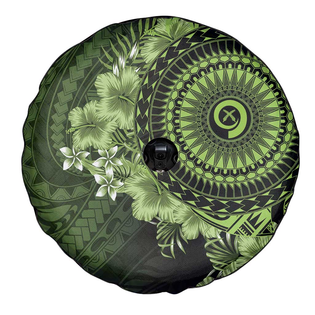 Vanuatu Spare Tire Cover Hibisus Polynesian Pattern Green - Polynesian Pride