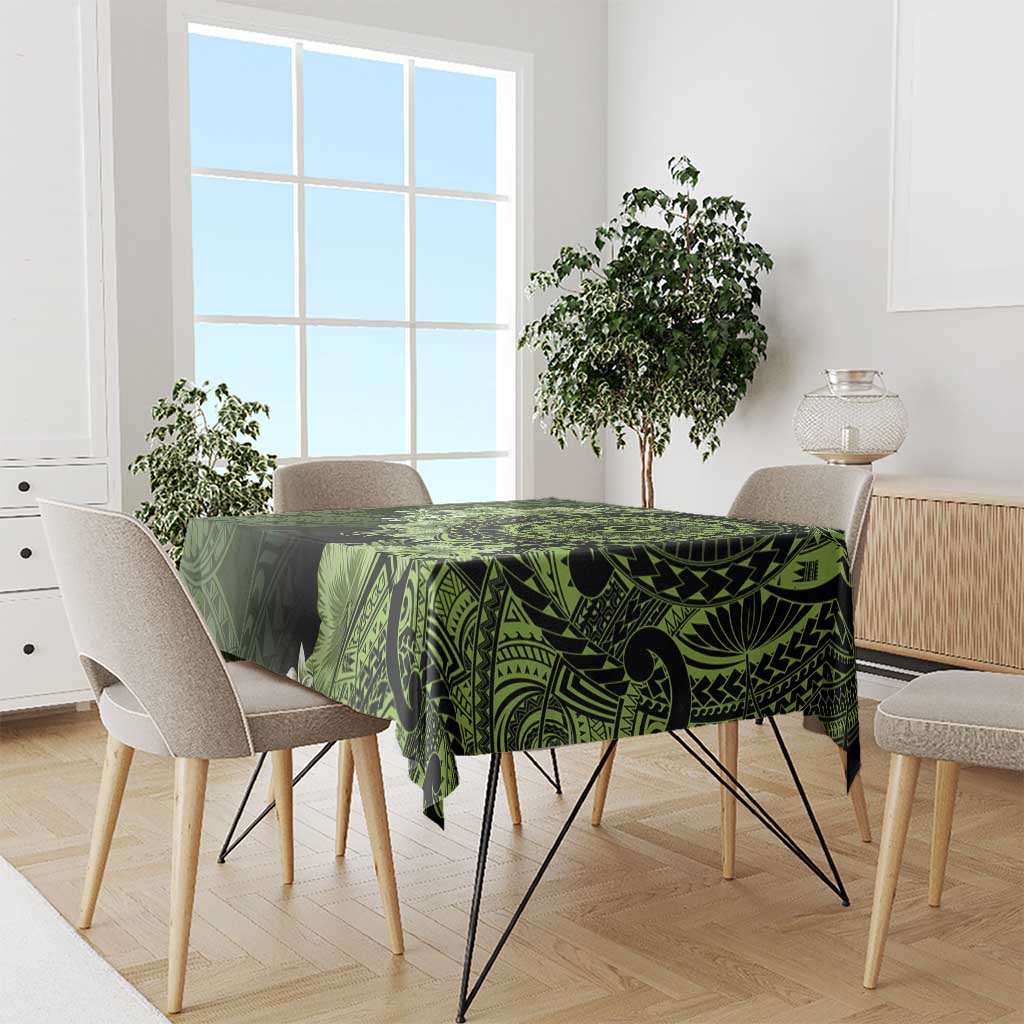 Vanuatu Tablecloth Hibisus Polynesian Pattern Green - Polynesian Pride