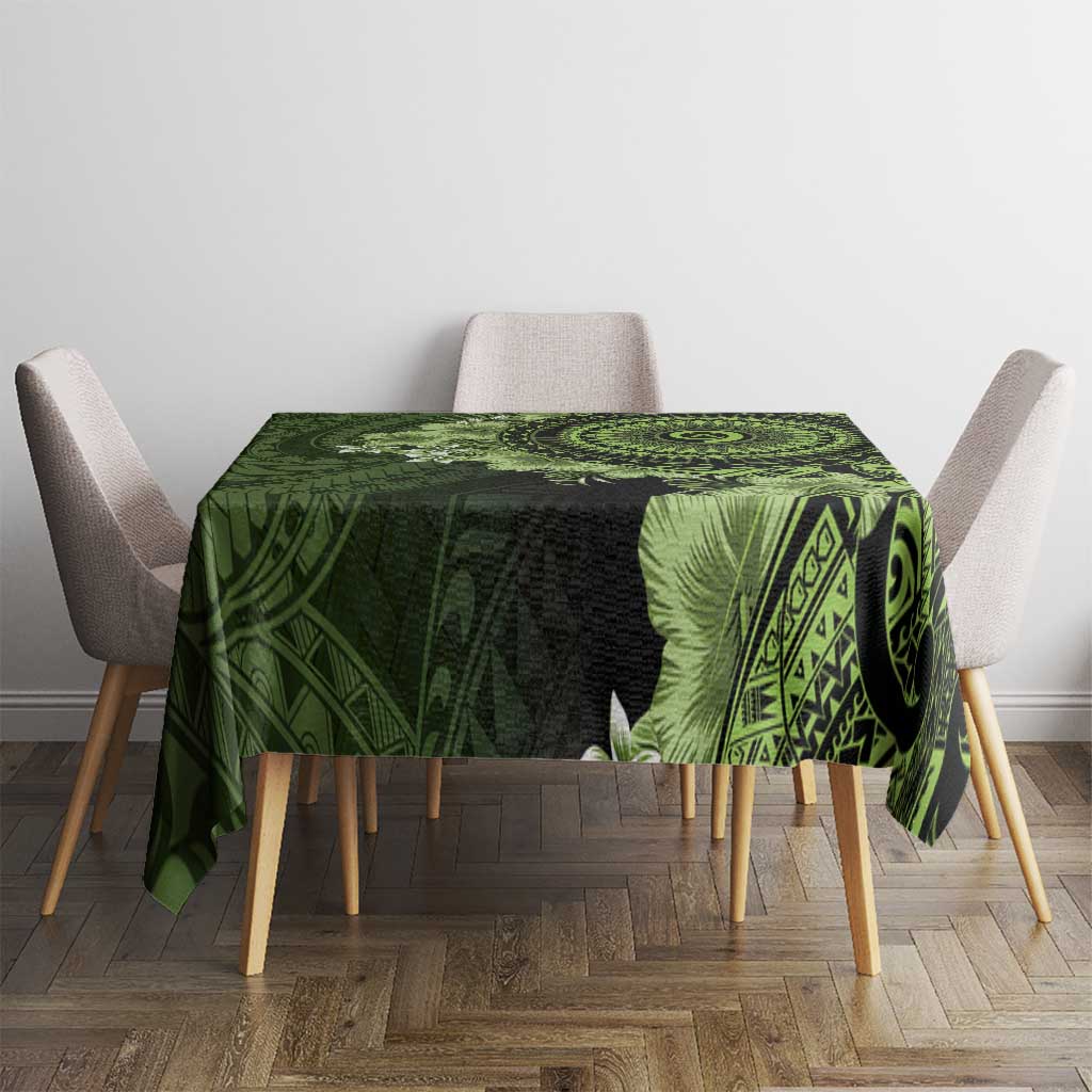 Vanuatu Tablecloth Hibisus Polynesian Pattern Green - Polynesian Pride