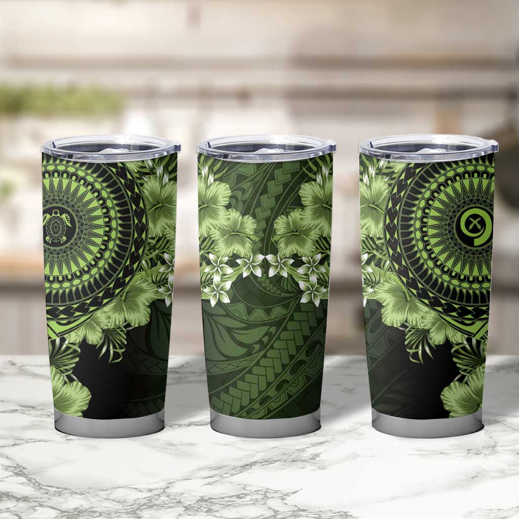 Vanuatu Tumbler Cup Hibisus Polynesian Pattern Green - Polynesian Pride