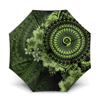 Vanuatu Umbrella Hibisus Polynesian Pattern Green - Polynesian Pride