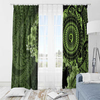 Vanuatu Window Curtain Hibisus Polynesian Pattern Green - Polynesian Pride