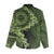 Vanuatu Women Casual Shirt Hibisus Polynesian Pattern Green - Polynesian Pride