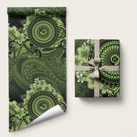 Vanuatu Wrapping Paper Hibisus Polynesian Pattern Green - Polynesian Pride