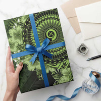 Vanuatu Wrapping Paper Hibisus Polynesian Pattern Green - Polynesian Pride