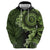 Vanuatu Zip Hoodie Hibisus Polynesian Pattern Green - Polynesian Pride