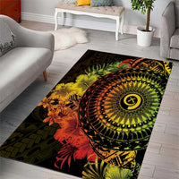 Vanuatu Area Rug Hibisus Polynesian Pattern Reggae - Polynesian Pride