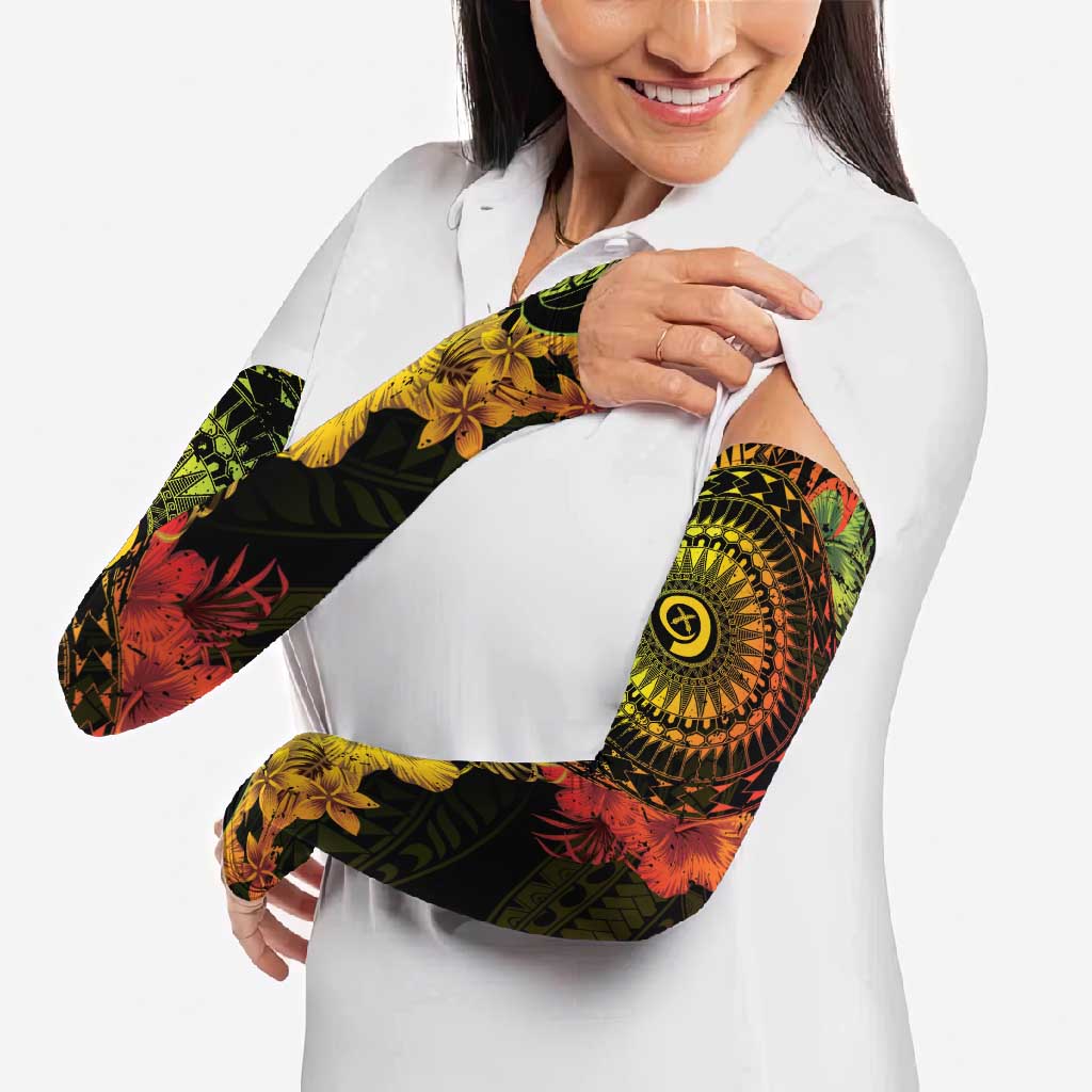 Vanuatu Arm Sleeves Hibisus Polynesian Pattern Reggae - Polynesian Pride