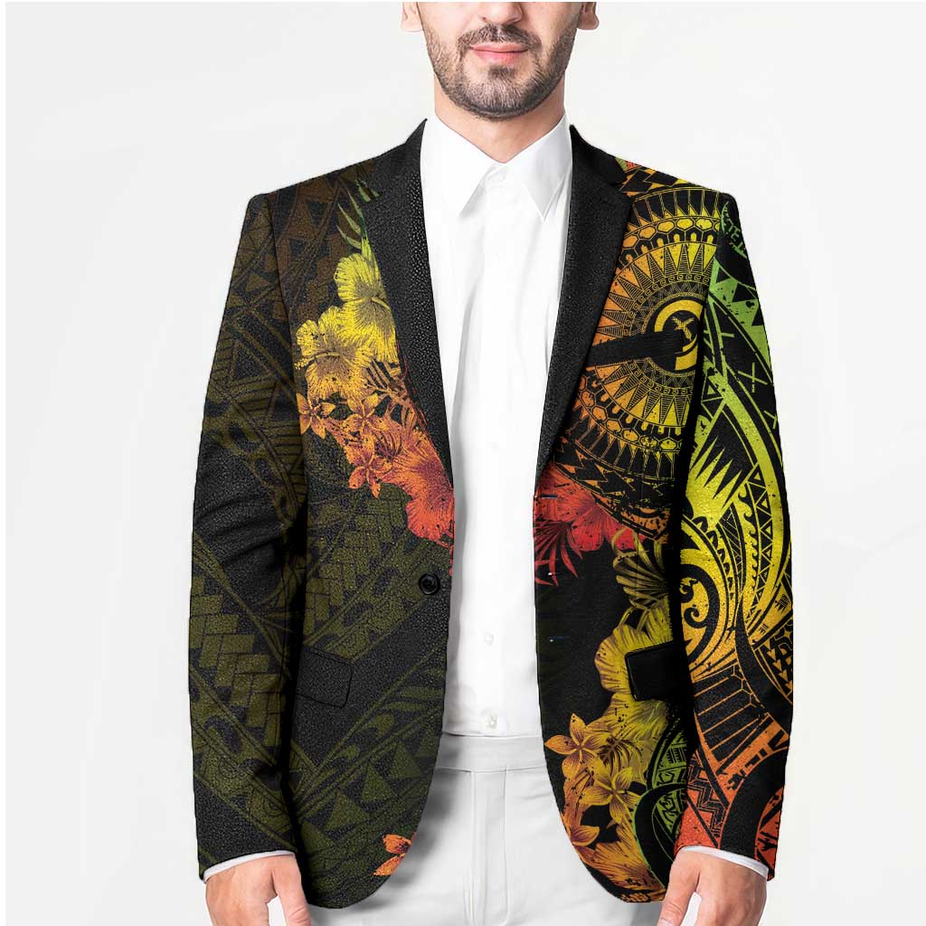 Vanuatu Blazer Hibisus Polynesian Pattern Reggae - Polynesian Pride