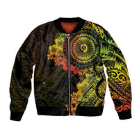 Vanuatu Bomber Jacket Hibisus Polynesian Pattern Reggae - Polynesian Pride