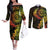 Vanuatu Couples Matching Off The Shoulder Long Sleeve Dress and Long Sleeve Button Shirt Hibisus Polynesian Pattern Reggae - Polynesian Pride