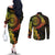 Vanuatu Couples Matching Off The Shoulder Long Sleeve Dress and Long Sleeve Button Shirt Hibisus Polynesian Pattern Reggae - Polynesian Pride