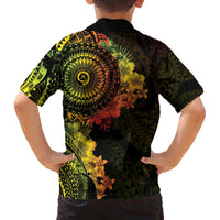 Vanuatu Family Matching Off The Shoulder Long Sleeve Dress and Hawaiian Shirt Hibisus Polynesian Pattern Reggae - Polynesian Pride