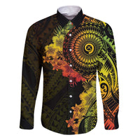 Vanuatu Family Matching Off The Shoulder Long Sleeve Dress and Hawaiian Shirt Hibisus Polynesian Pattern Reggae - Polynesian Pride