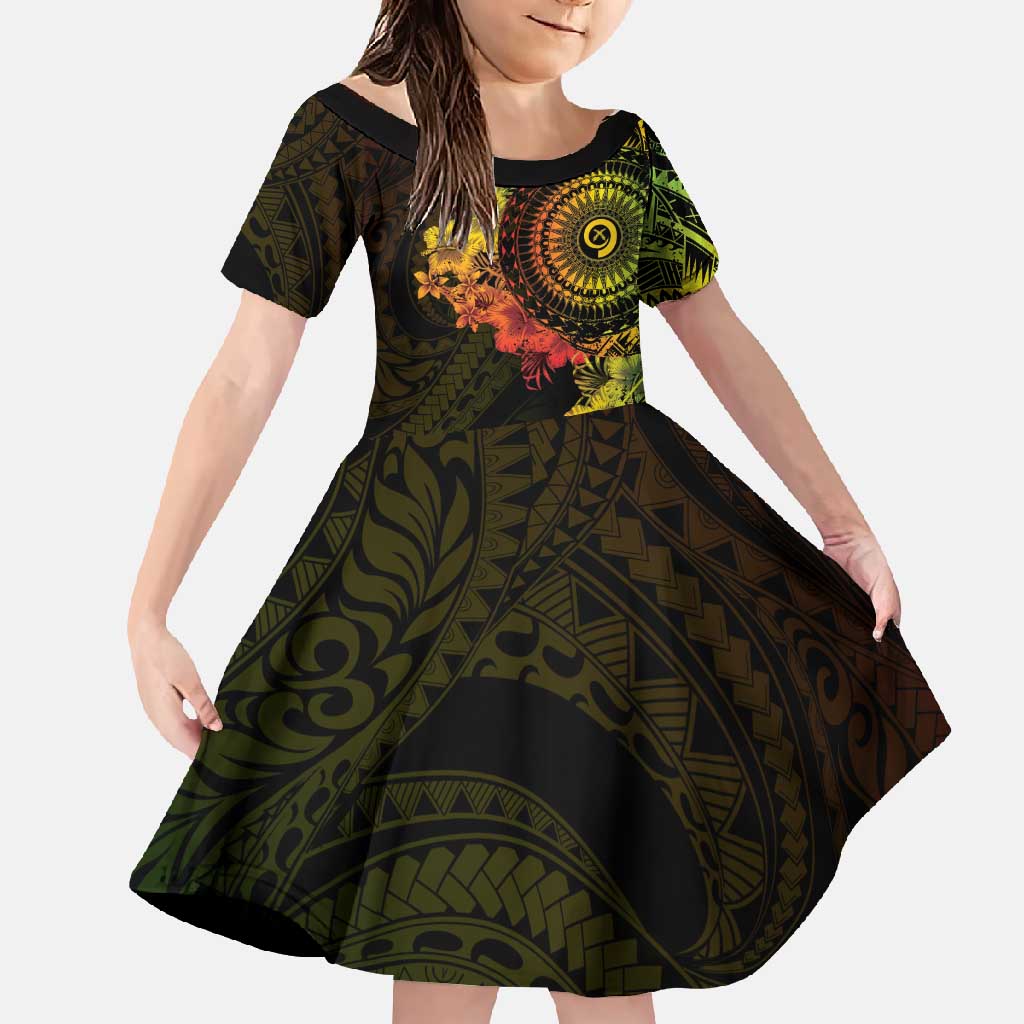 Vanuatu Family Matching Short Sleeve Bodycon Dress and Hawaiian Shirt Hibisus Polynesian Pattern Reggae - Polynesian Pride