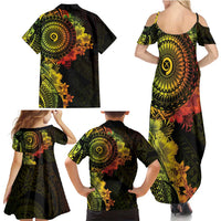 Vanuatu Family Matching Summer Maxi Dress and Hawaiian Shirt Hibisus Polynesian Pattern Reggae - Polynesian Pride
