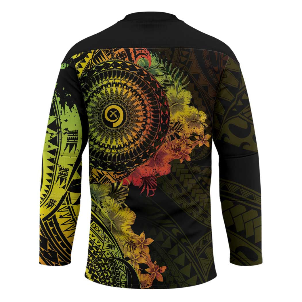 Vanuatu Hockey Jersey Hibisus Polynesian Pattern Reggae - Polynesian Pride