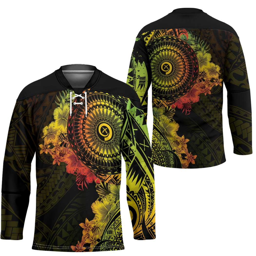 Vanuatu Hockey Jersey Hibisus Polynesian Pattern Reggae - Polynesian Pride