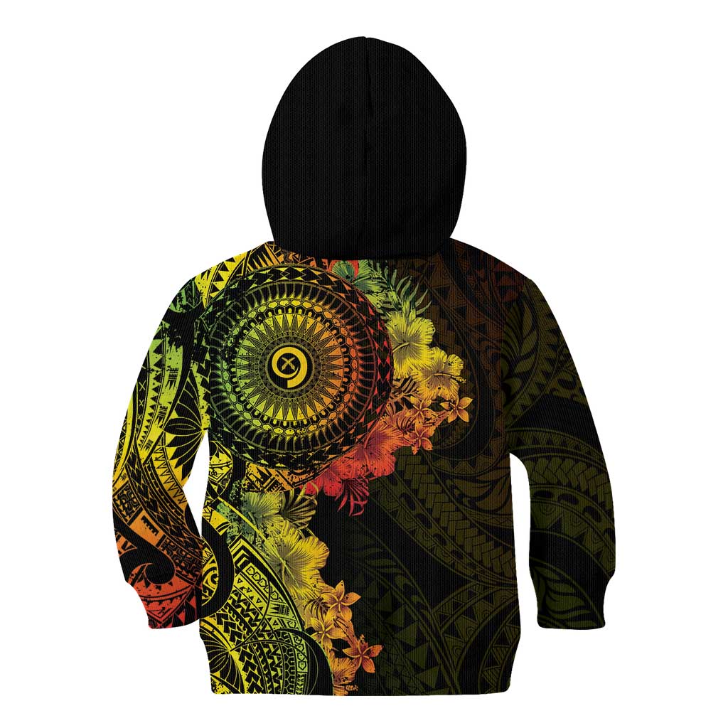Vanuatu Kid Hoodie Hibisus Polynesian Pattern Reggae - Polynesian Pride