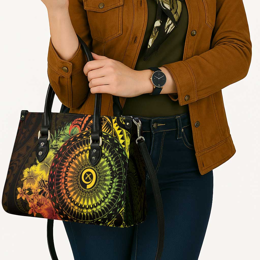 Vanuatu Leather Bag Hibisus Polynesian Pattern Reggae - Polynesian Pride