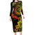Vanuatu Long Sleeve Bodycon Dress Hibisus Polynesian Pattern Reggae - Polynesian Pride