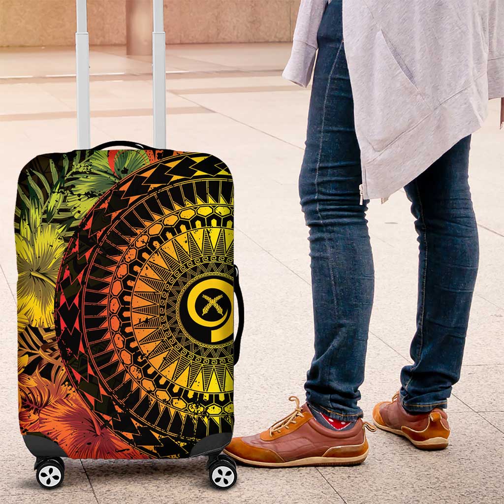 Vanuatu Luggage Cover Hibisus Polynesian Pattern Reggae - Polynesian Pride