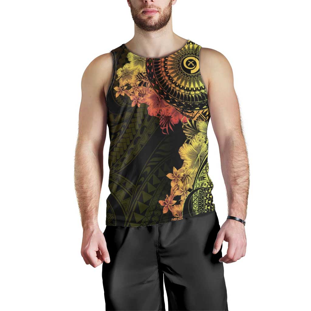 Vanuatu Men Tank Top Hibisus Polynesian Pattern Reggae - Polynesian Pride