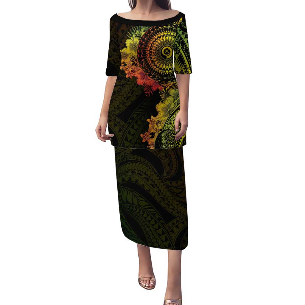 Vanuatu Puletasi Hibisus Polynesian Pattern Reggae - Polynesian Pride